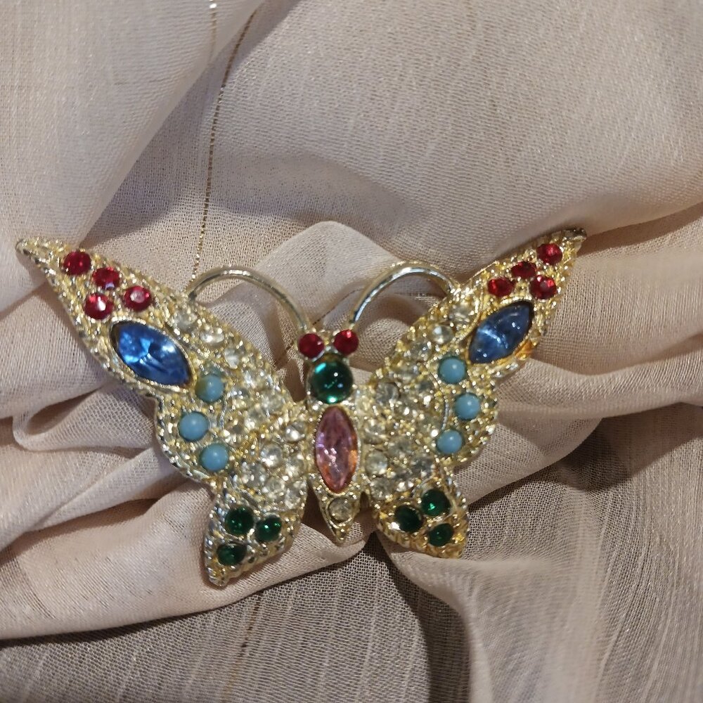 Rhinestone Butterfly brooch